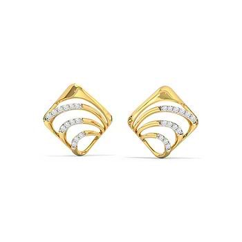 Curvy Quad Diamond Stud Earrings