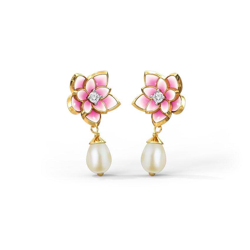 Magnificent Lotus Pearl Drop Earrings