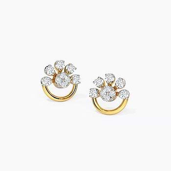 Half Bloom Diamond Stud Earrings