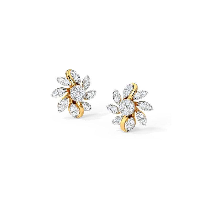 Glittering Bloom Diamond Stud Earrings