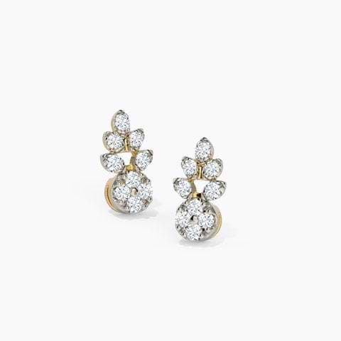 Leaflet Cluster Diamond Stud Earrings