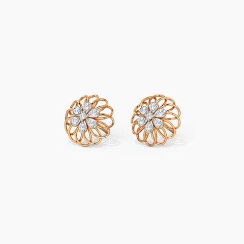 Twirly Blossom Diamond Stud Earrings
