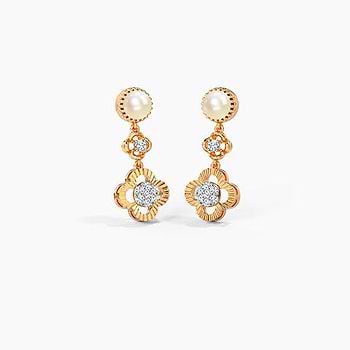 Flaviana Clover Pearl Drop Earrings