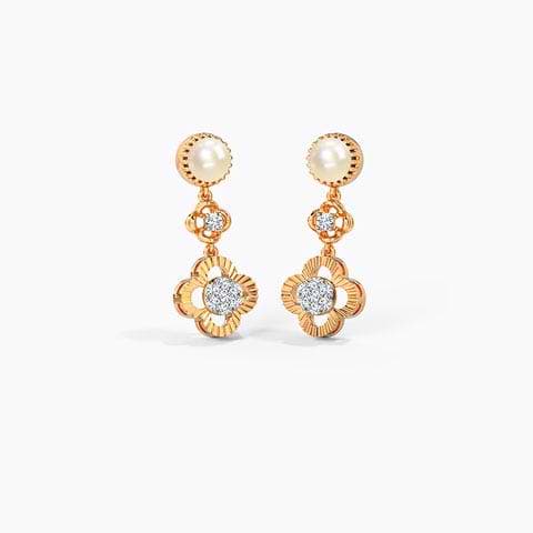 Flaviana Clover Pearl Drop Earrings