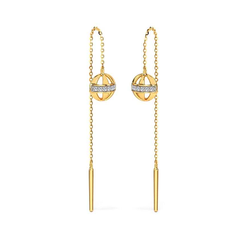 Spherical Radiant Diamond Sui Dhaga Earrings