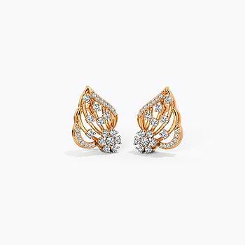 Flowery Feather Gemstone Stud Earrings
