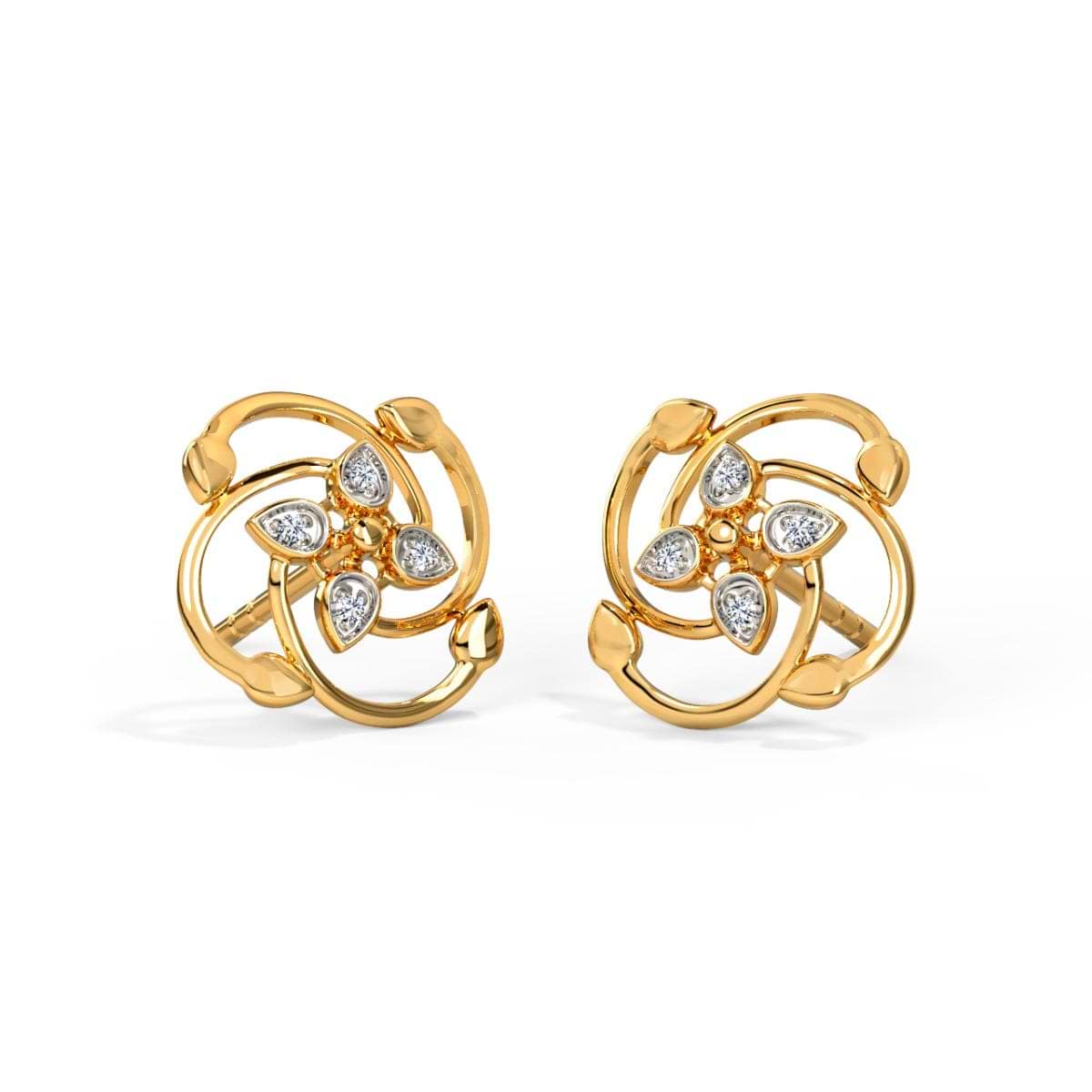 Bright Bloomy Diamond Stud Earrings