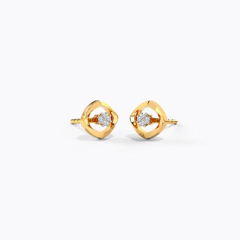 Gleaming Quad Diamond Stud Earrings