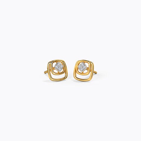 Splendid Square Diamond Stud Earrings