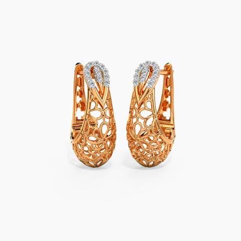 Meshy Pail Diamond Hoop Earrings