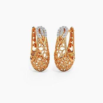 Meshy Pail Diamond Hoop Earrings