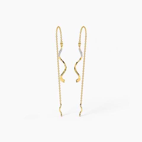 Curly Diamond Sui Dhaga Earrings