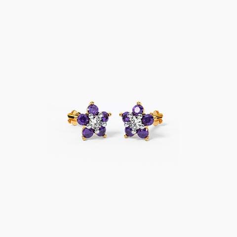 Midnight Iris Gemstone Stud Earrings