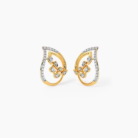 Spiral Sparkle Diamond Stud Earrings