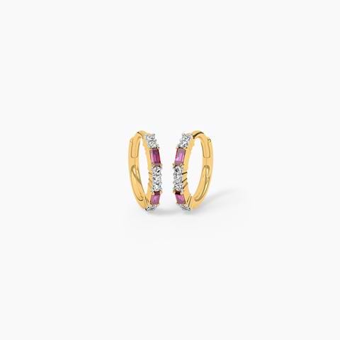 Linda multipierce Colourstone with Diamond Hoops