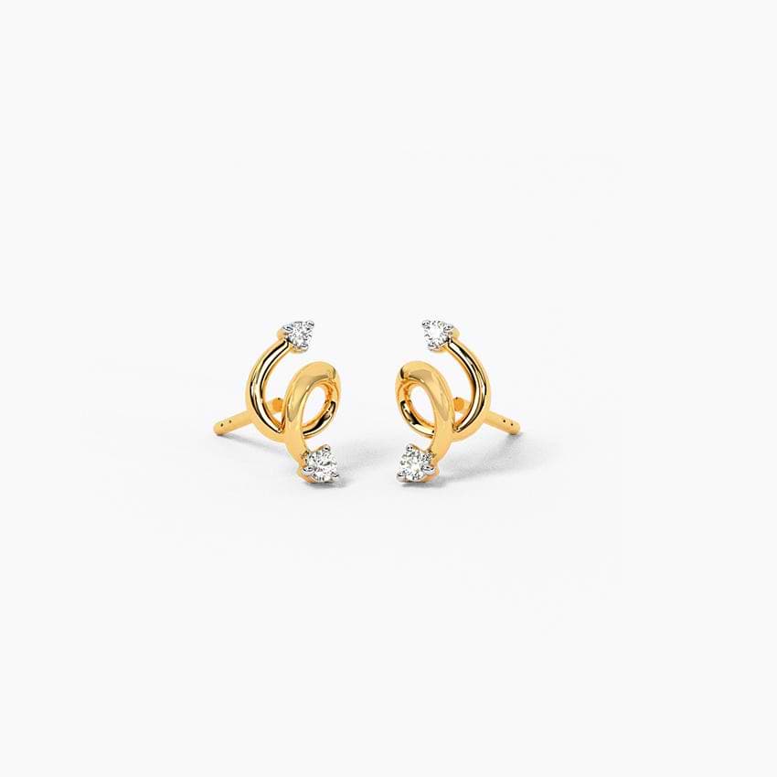 Whimsy Twist Diamond Stud Earrings