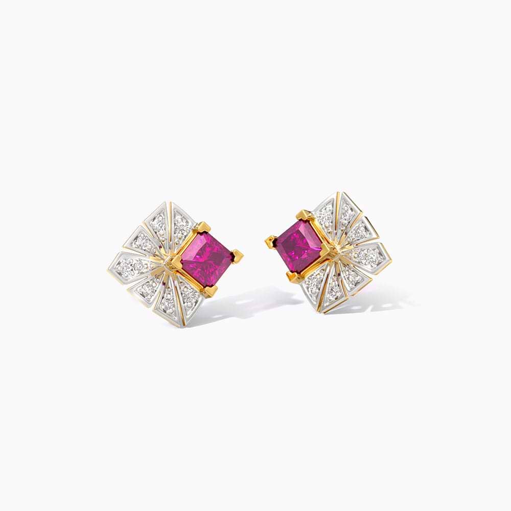 Quad Rays Gemstone Stud Earrings