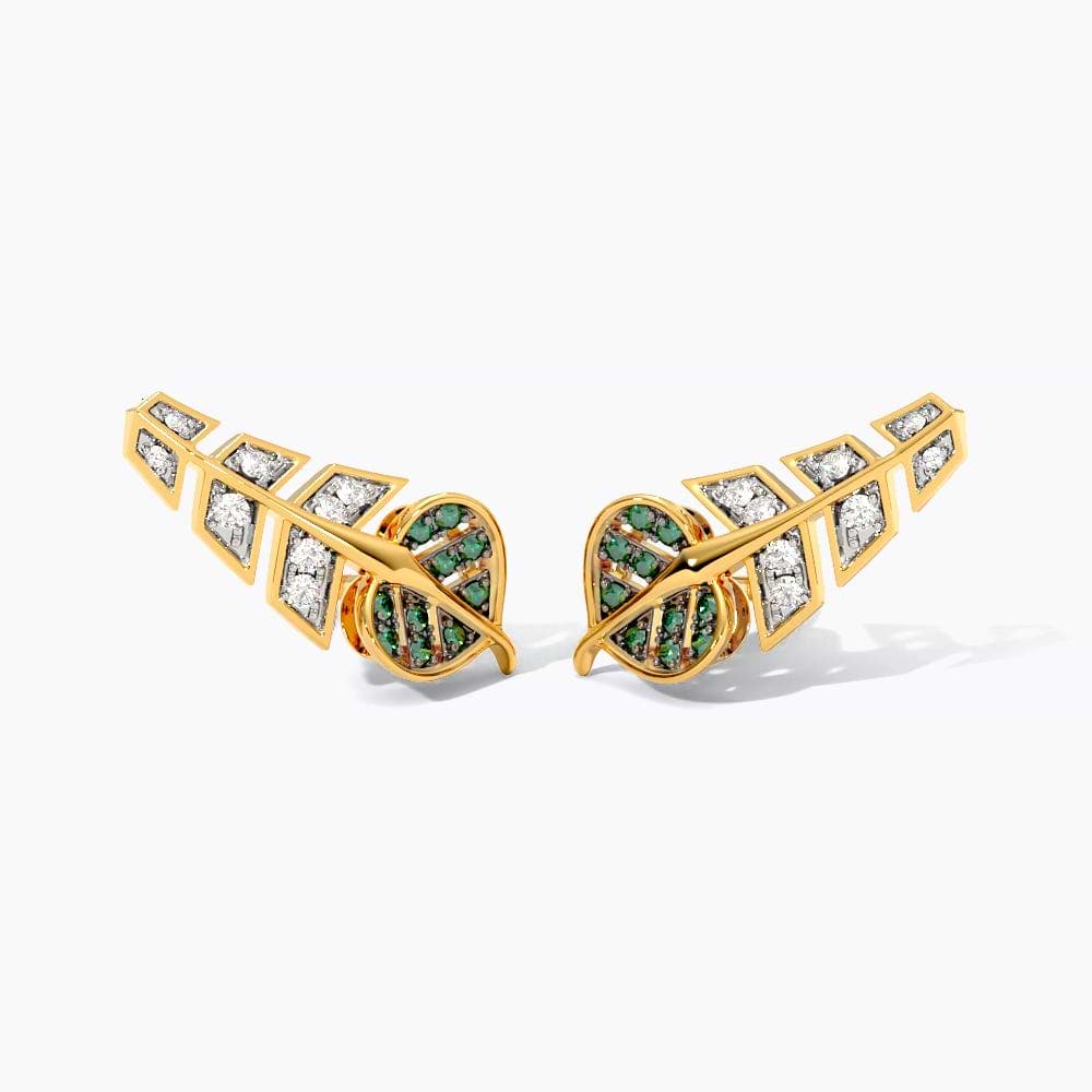 Chevron Green Gemstone Ear Cuffs