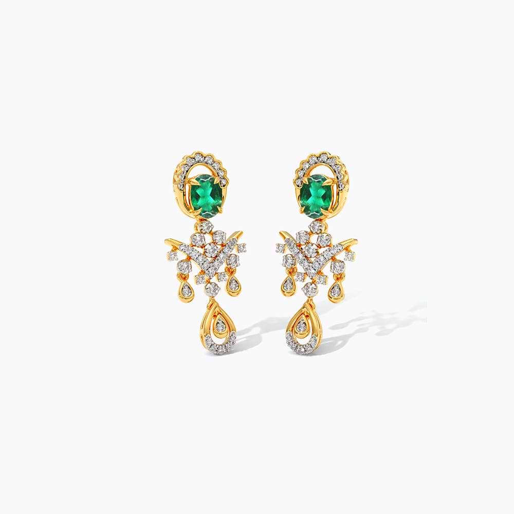 Voguish Green Gemstone Drop Earrings