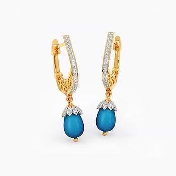  Azure Blue Gemstone Hoop Earrings