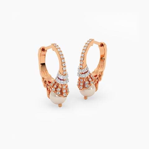 Pearl Detail Gemstone Hoop Earrings