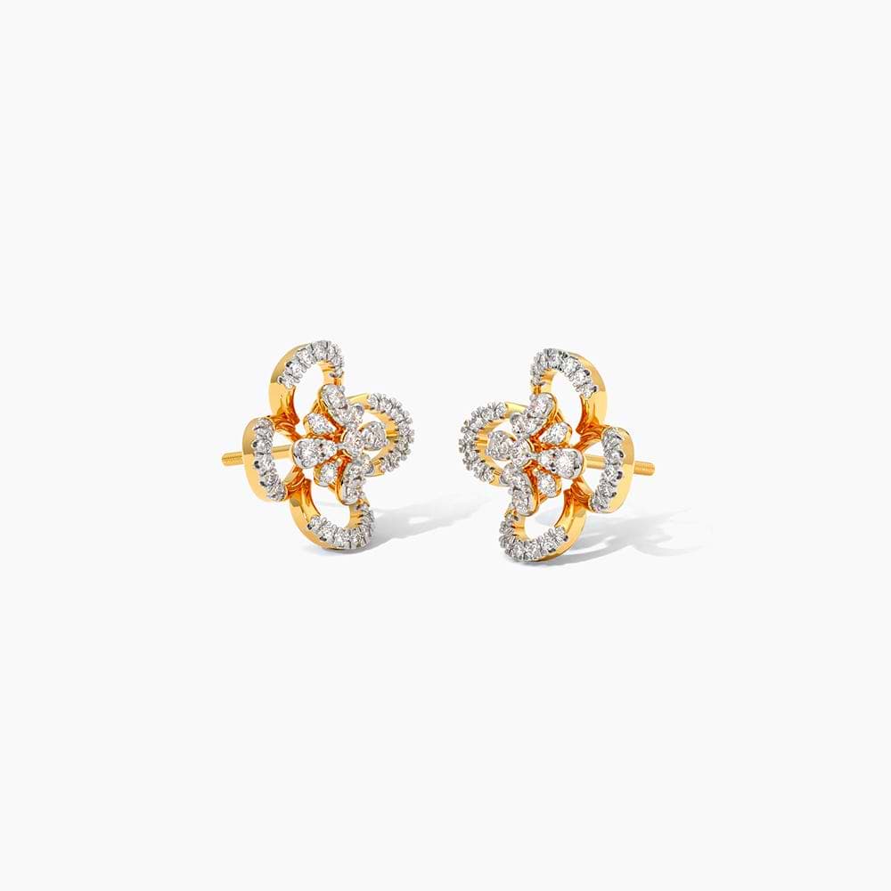 Deco Bloom Diamond Stud Earrings