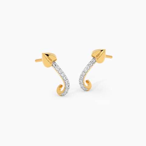 Piercing Heart Diamond Stud Earrings