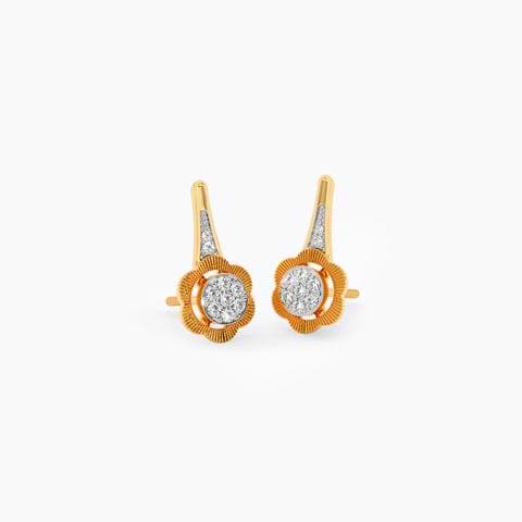 White Daisy Diamond Stud Earrings
