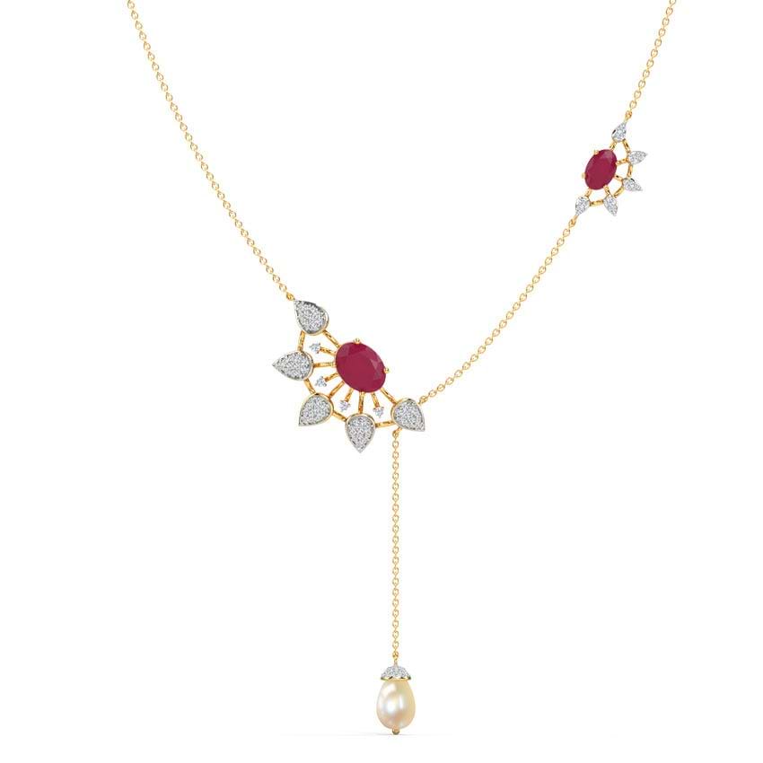 Semi Duo Floral Gemstone Necklace