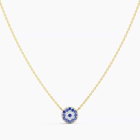 Halo Evil Eye Gemstone Necklace