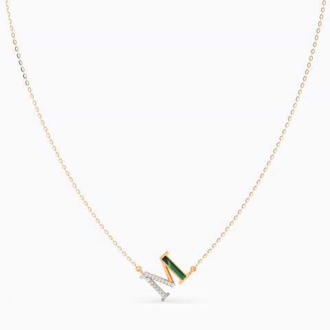 Malachite Alphabet M Gemstone Necklace
