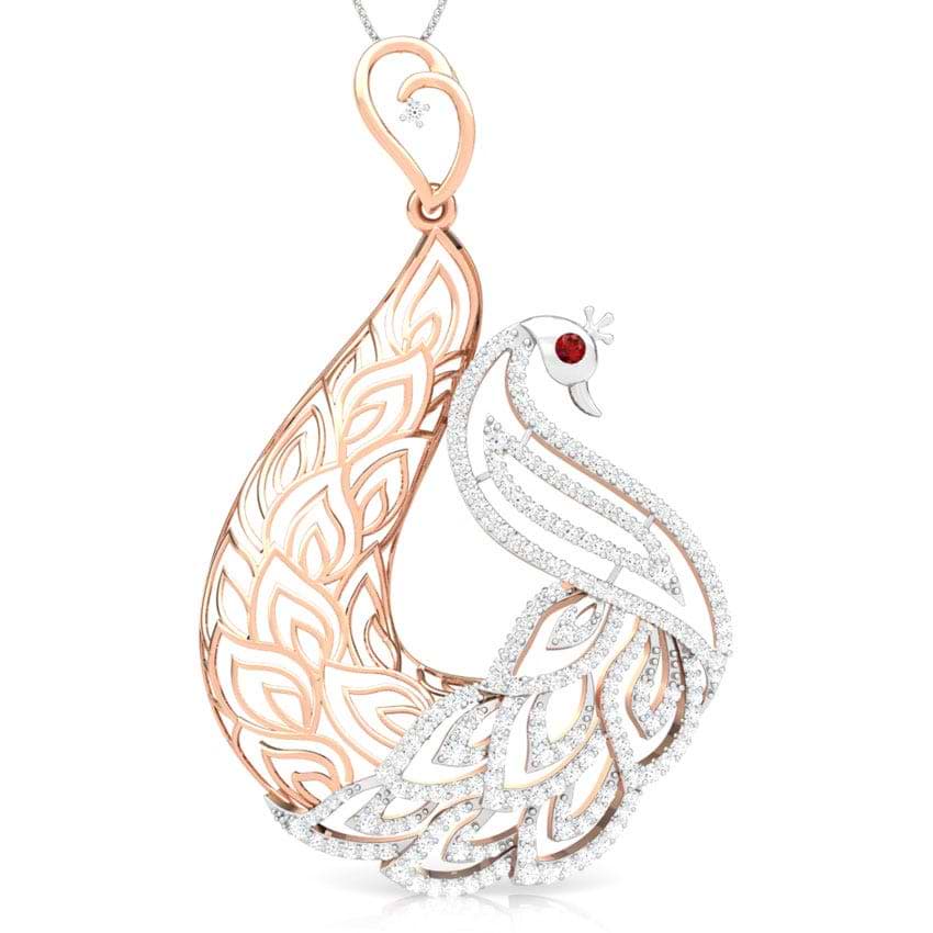 Peafowl Trellis Gemstone Pendant