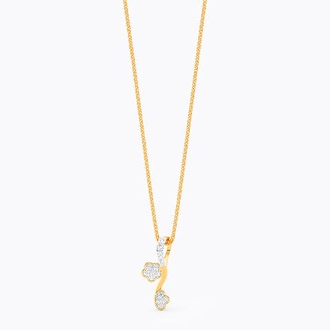 Floral Wave 10KT Diamond Pendant