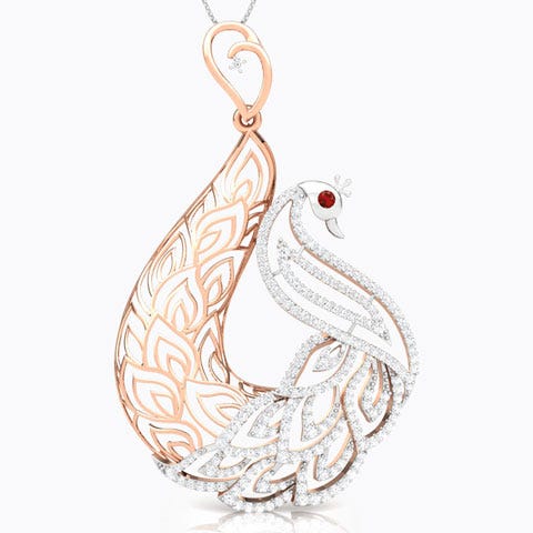 Peafowl Trellis Gemstone Pendant For Women