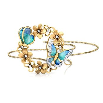 Halo Blue Butterfly Diamond Pendant