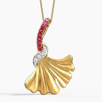 Pretty Ginkgo Gemstone Pendant