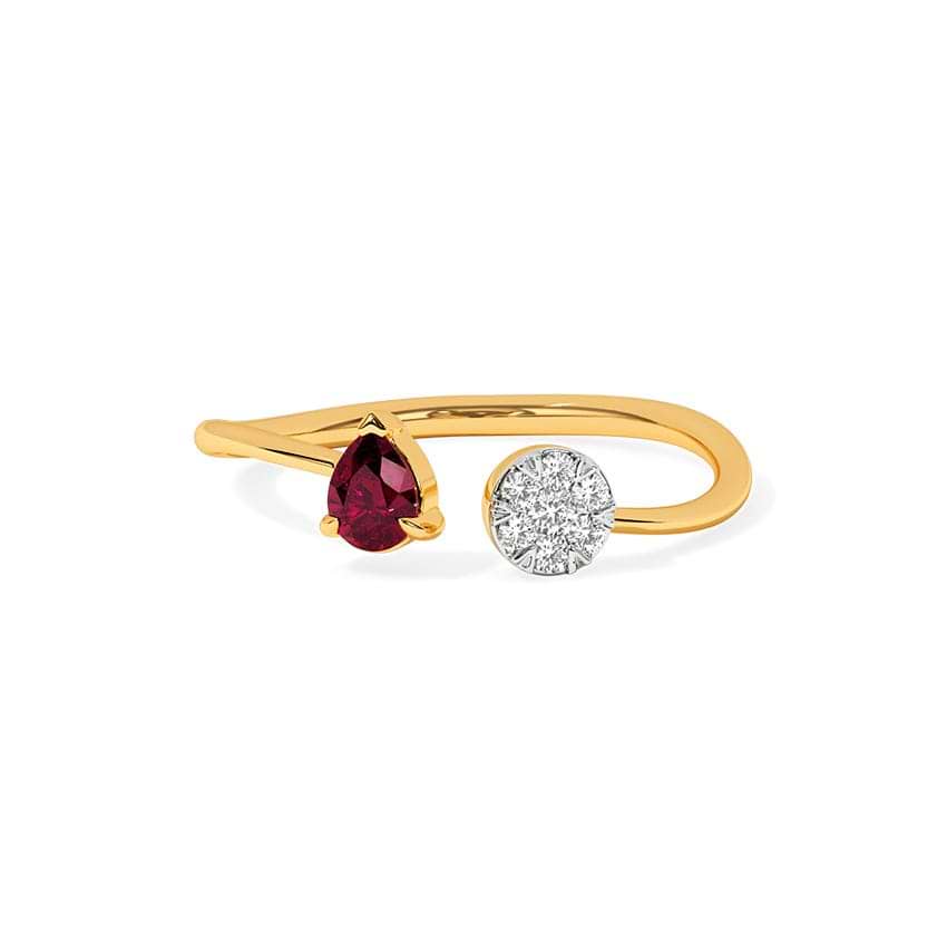 Circle of Pear Gemstone Open Ring