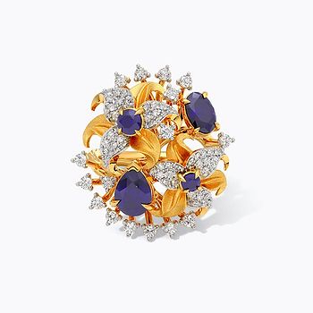 Blue Lilies Gemstone Ring