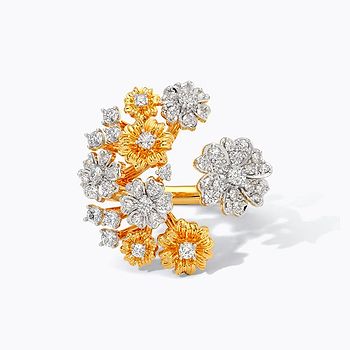 Floral Cluster Diamond Open Ring