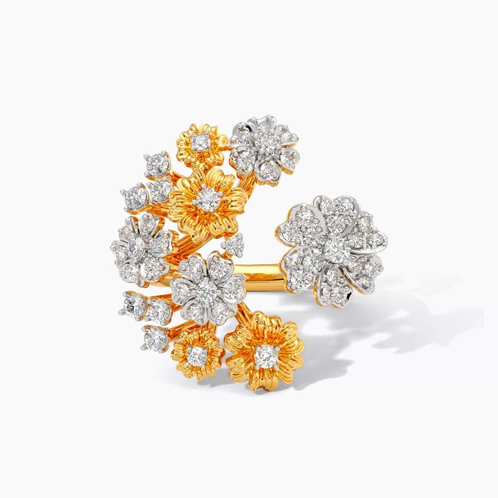 Floral Cluster Diamond Open Ring