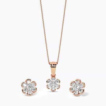 Floral Cascade Diamond Pendant Set