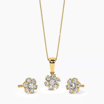 Swirly Petal Diamond Pendant Set