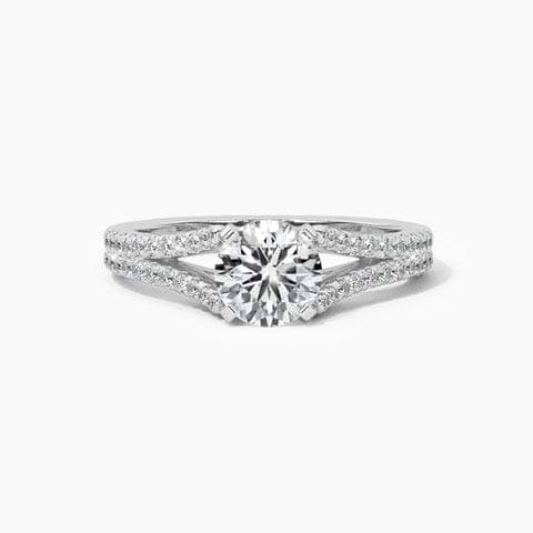 Dual Leaf Solitaire Mount Ring