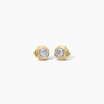 Hexagon Solitaire Stud Earrings