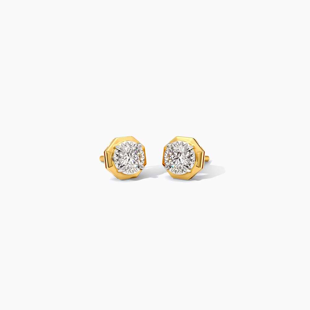 Hexagon Solitaire Stud Earrings