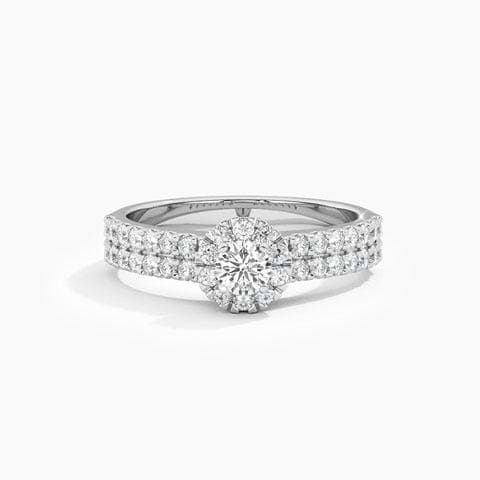Fish Tail Halo Solitaire Ring