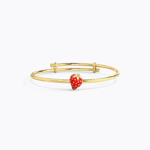 Pink Strawberry Baby Gold Bangle