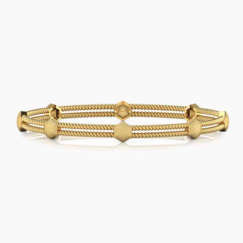 Anna Hexagon Gold Bangle
