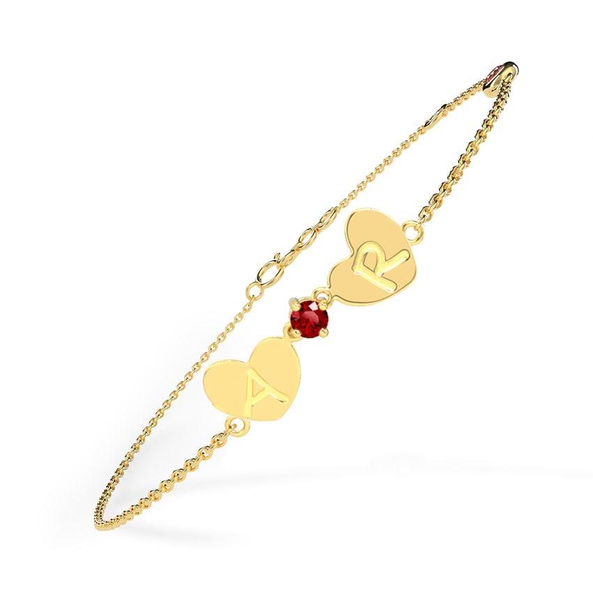 Dual Heart Personalised Gemstone Bracelet
