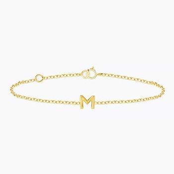 Bold Gold Alphabet M Bracelet
